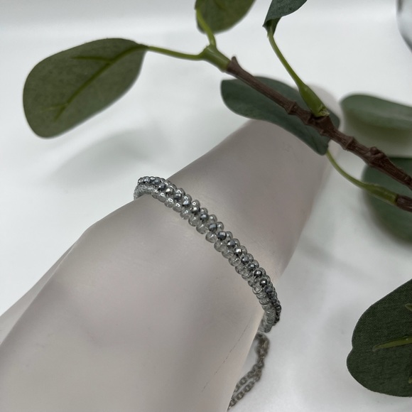 NEW Hand Crafted Gray and Silver Tennis Bracelet - Picture 2 of 8